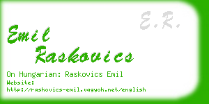 emil raskovics business card